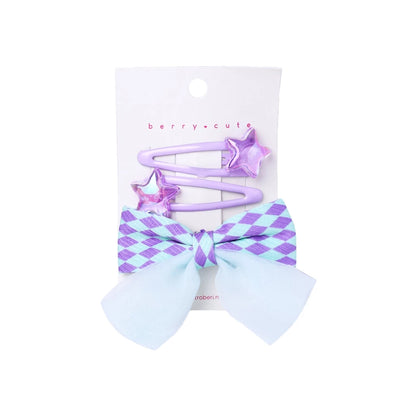 Stroberi Bow Mix Hair Clip Set
