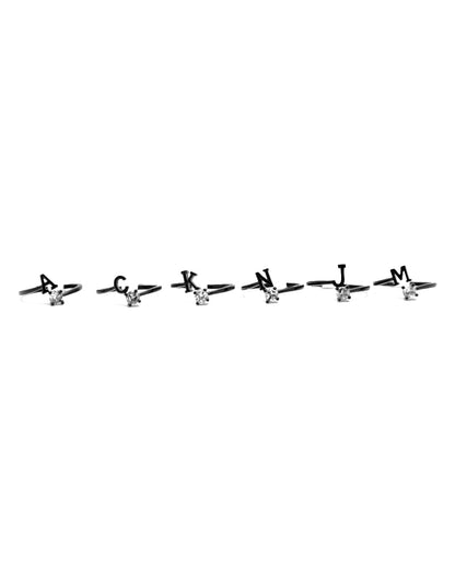 Stroberi Bling Alphabet Rings (Black)