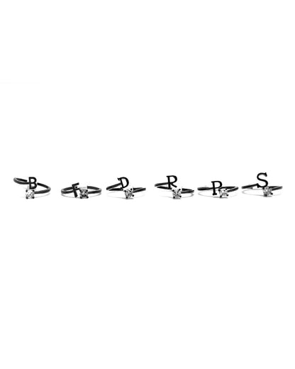 Stroberi Bling Alphabet Rings (Black)