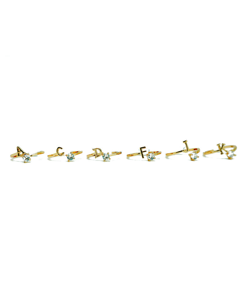 Stroberi Bling Alphabet Rings (Gold)