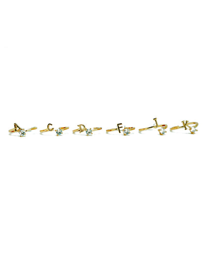 Stroberi Bling Alphabet Rings (Gold)