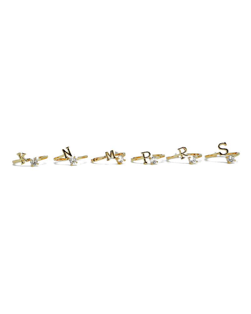 Stroberi Bling Alphabet Rings (Gold)