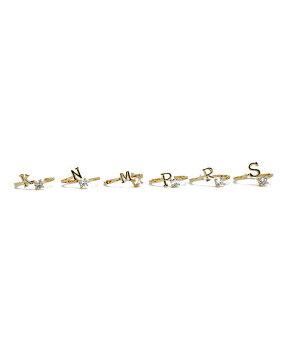 Stroberi Bling Alphabet Rings (Gold)