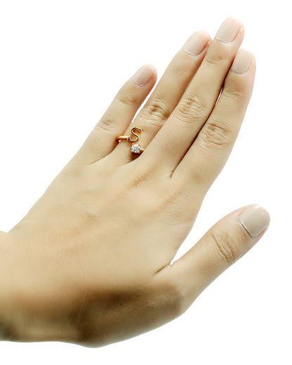Stroberi Bling Alphabet Rings (Gold)