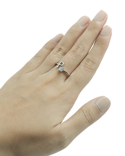 Stroberi Bling Alphabet Rings (Silver)