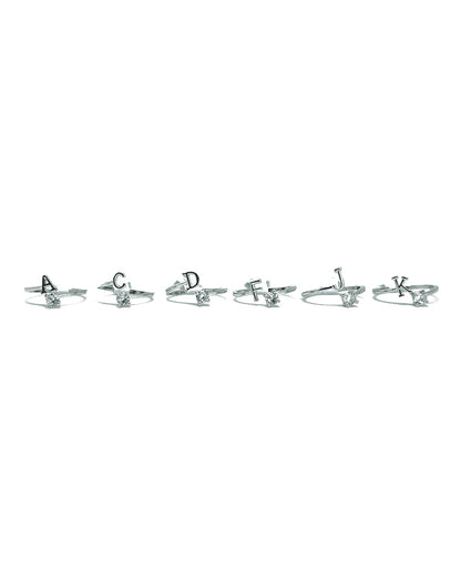 Stroberi Bling Alphabet Rings (Silver)