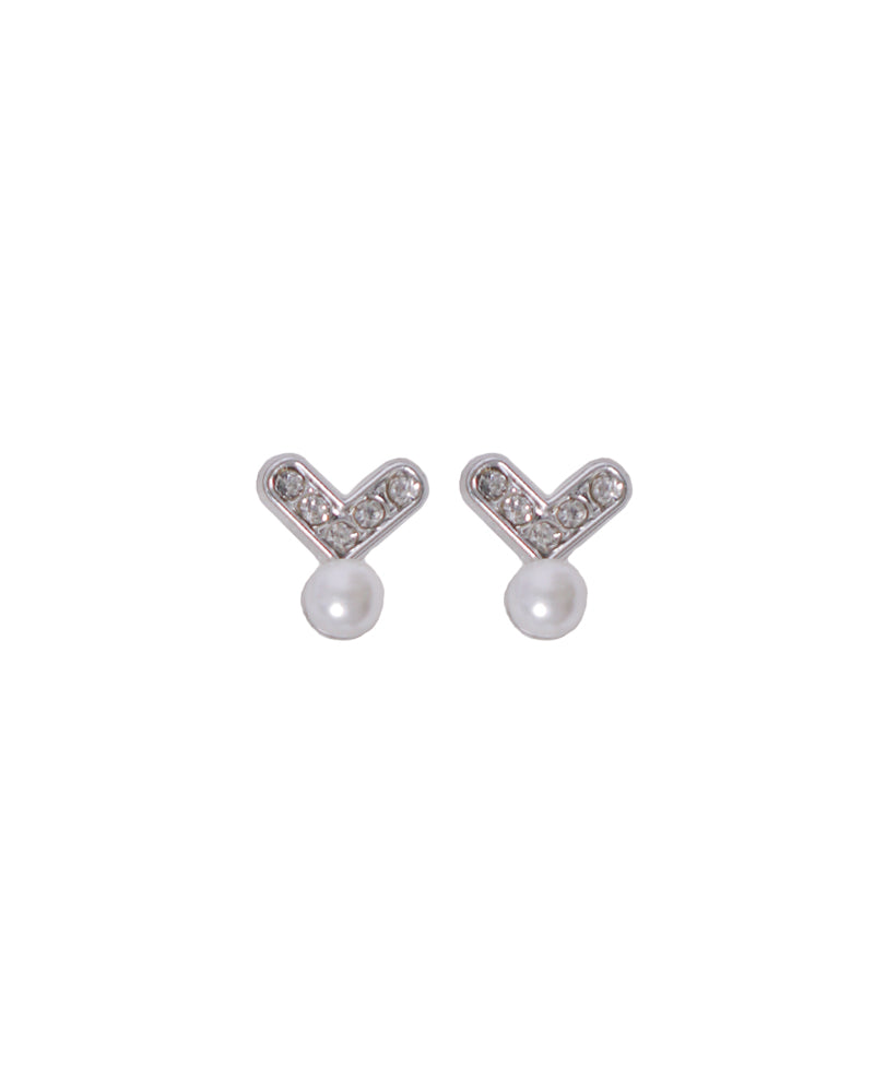 Stroberi Rhinestone Pearl Earring