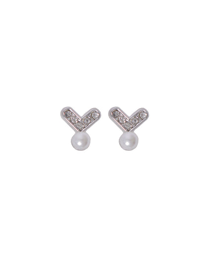 Stroberi Rhinestone Pearl Earring