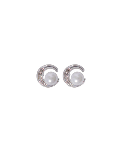 Stroberi Rhinestone Pearl Earring