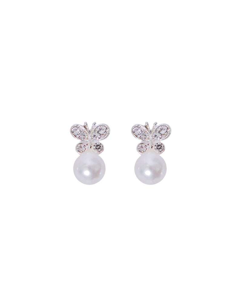 Stroberi Rhinestone Pearl Earring