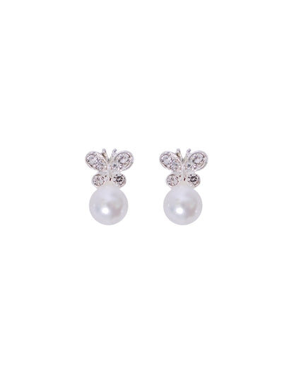 Stroberi Rhinestone Pearl Earring