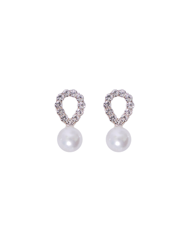 Stroberi Rhinestone Pearl Earring