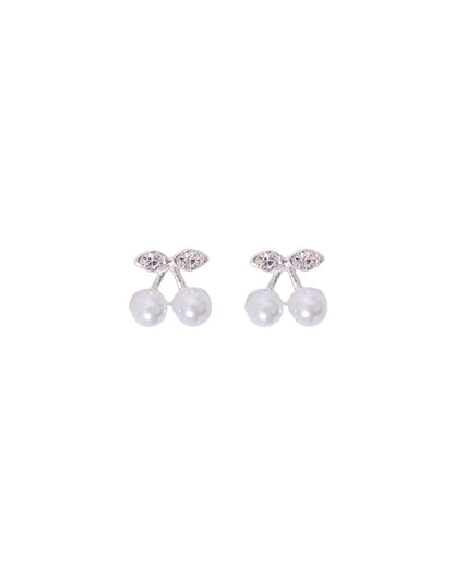 Stroberi Rhinestone Pearl Earring