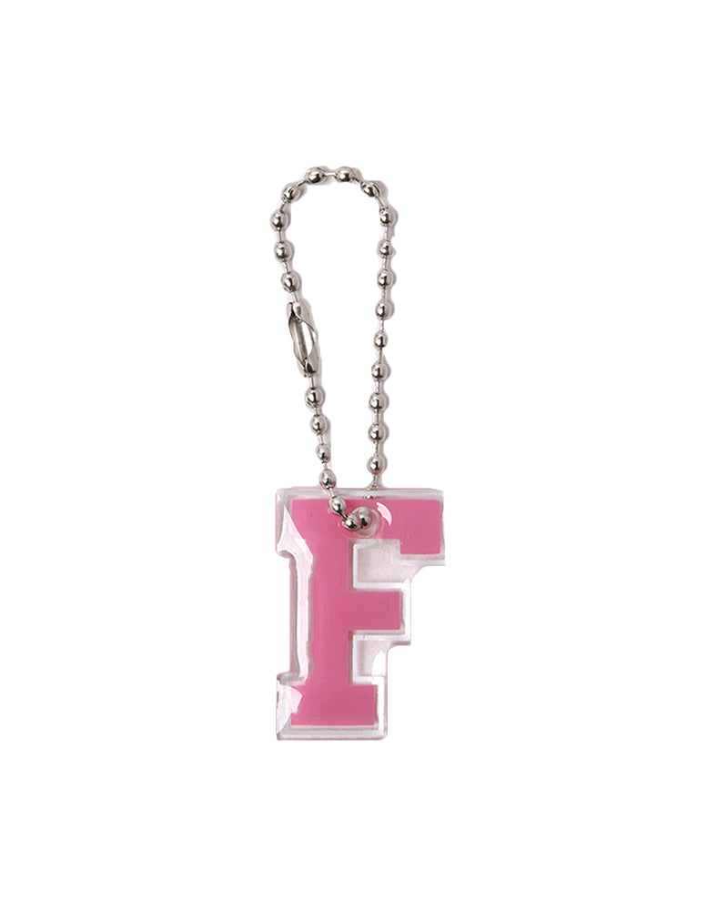 Stroberi List Silver Alphabet Keychain A-M