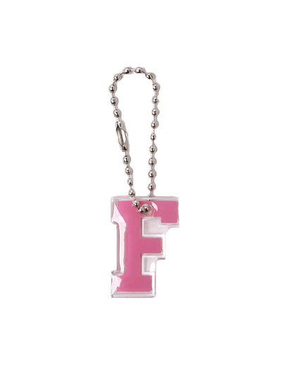 Stroberi List Silver Alphabet Keychain A-M