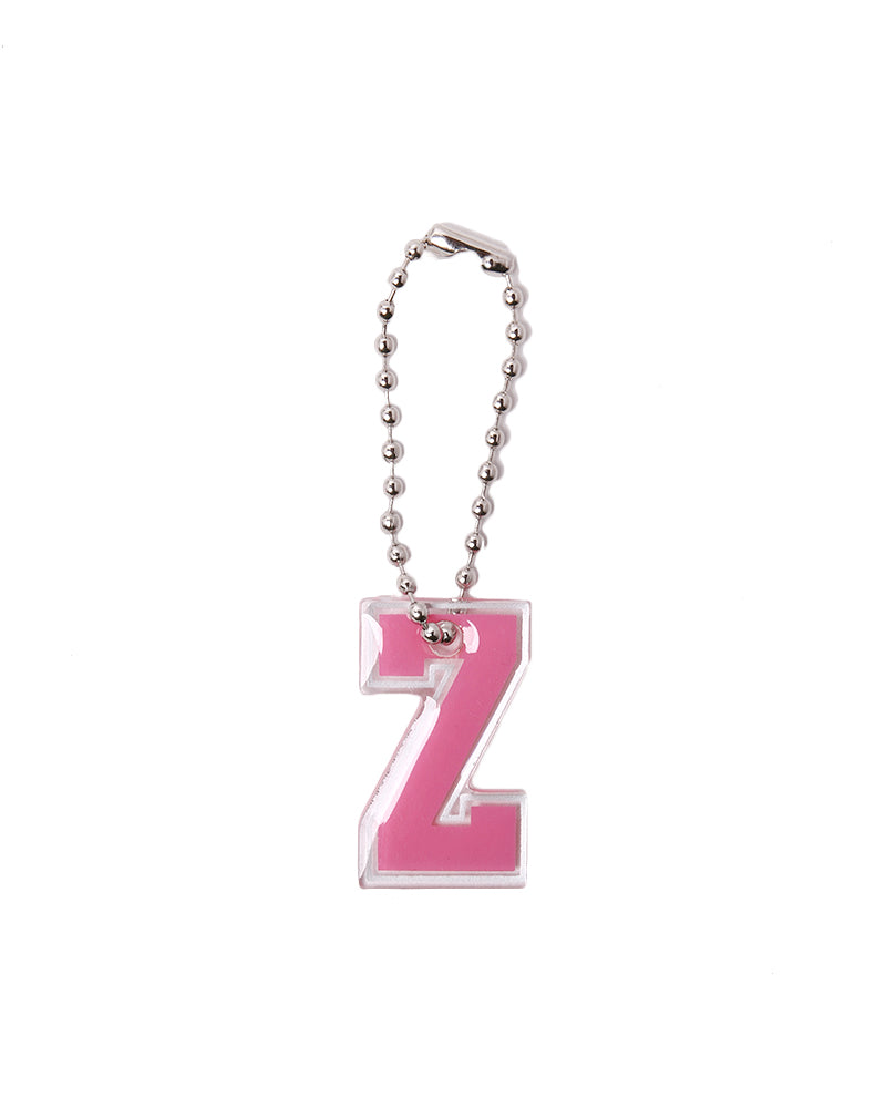 Stroberi List Silver Alphabet Keychain  N-Z