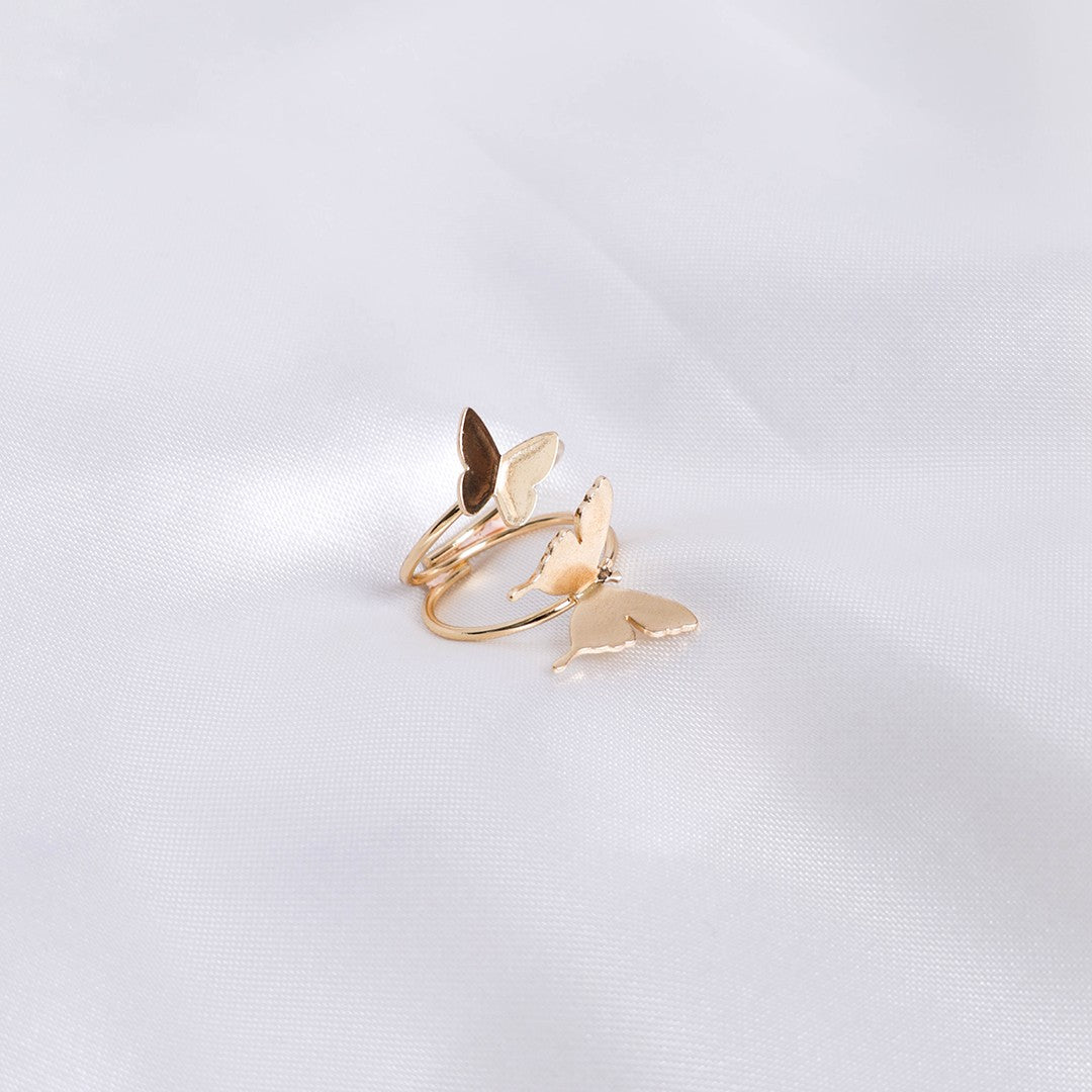 Stroberi Two Butterfly Jewel Ring