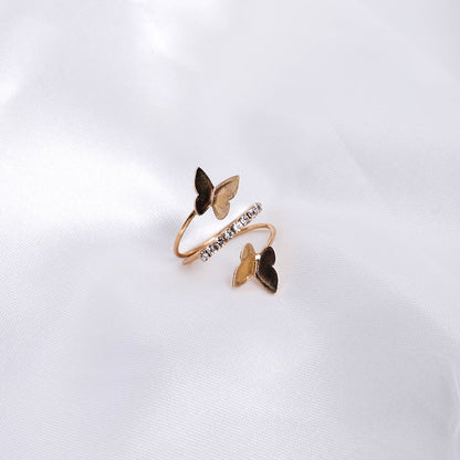 Stroberi Two Butterfly Jewel Ring