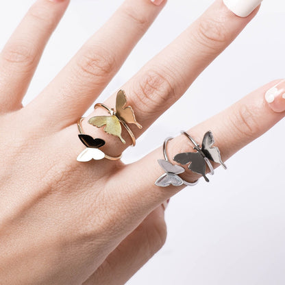 Stroberi Two Butterfly Jewel Ring