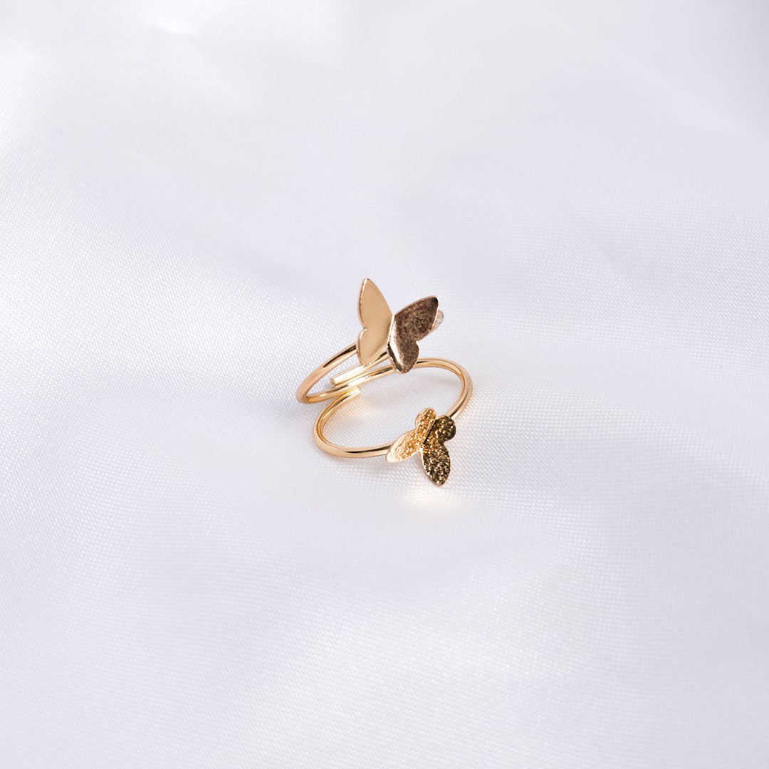 Stroberi Two Butterfly Jewel Ring