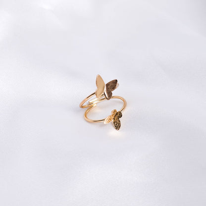 Stroberi Two Butterfly Jewel Ring