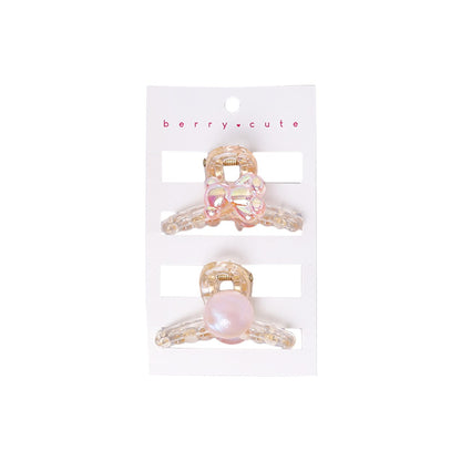 Stroberi Mini Transparent Metallic Hair Clip