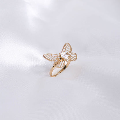 Stroberi Two Butterfly Jewel Ring